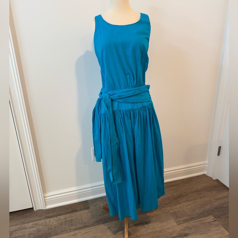 Turquoise Tie Front Midi Sundress